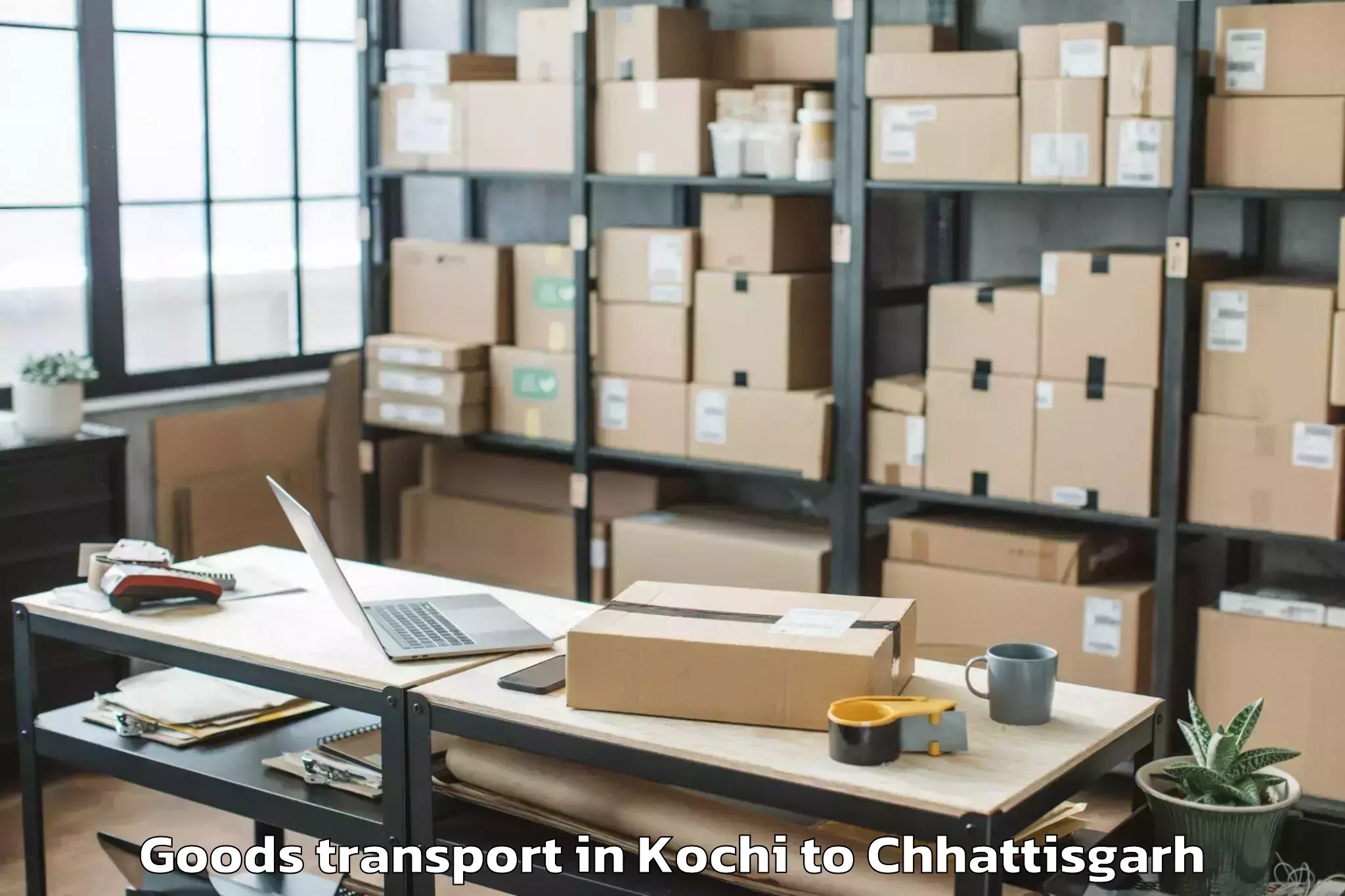 Top Kochi to Kharsia Goods Transport Available